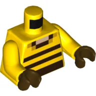 Torso, Pixelated Dark Brown, Orange and Light Nougat Squares Print, Yellow Arms, Dark Brown Hands / Yellow