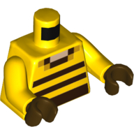 Lego Torso Pixelated Dark Brown, Orange and Light Nougat Squares Print, Yellow Arms, Dark Brown Hands / Yellow