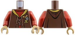 Torso Hoodie with Gold Trim, Copper Laces and Golden Snitch over Dark Red Sweater Pattern / Dark Red Arms / Dark Tan Hands