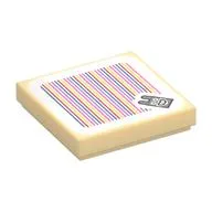Tile 2 x 2 with Nabbit Head and Barcode Print (Sticker) / Tan