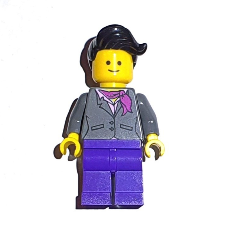 Lego Dark Bluish grey Torso, Jacket, Dark Purple Legs, Black Hair