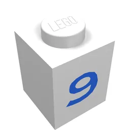 Brick 1 x 1 with Blue '9' Print / White