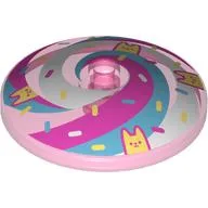 Dish 4 x 4 Inverted with Bright Light Yellow Cats, Dark Pink/Medium Blue/White Swirls, Sprinkles Print