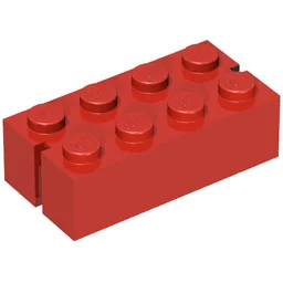 Brick 2 x 4 without Bottom Tubes, Slotted (with 2 slots) / Red