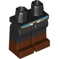Lego Hips with Black Legs and Reddish Brown Boots Pattern with Dark Azure Tunic End, Gold Trim print