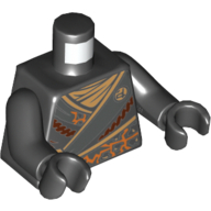 Lego Torso Robe with Gold Buckles and Earth Power Emblem Print, Black Arms and Hands / Black