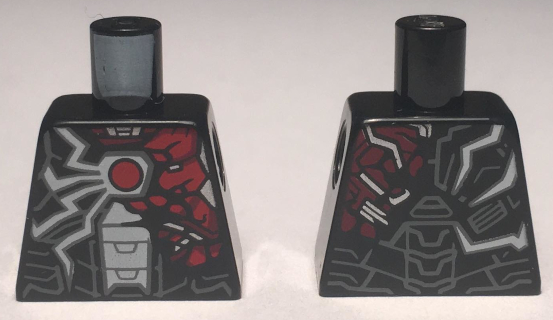 Lego Torso Armor, Red Arc Reactor, White and Red Jagged Lines Pattern