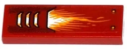 Tile 1 x 3 with Yellow and White Flame, Vents and 2 Yellow Rivets Pattern Model Right Side (Sticker) - Set 70145