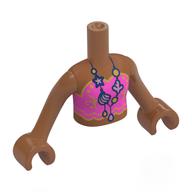 Lego Minidoll Torso Girl with Sienna Brown Arms and Hands with Dark Pink Top, Gold Trim, Sea Shell Necklace print / Sienna Brown