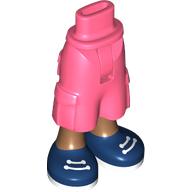 Lego Minidoll Hips and Cargo Pants with Medium Nougat Legs, Dark Blue Shoes print [Thin Hinge] / Coral