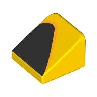 Brick Sloped 30° 1 x 1 x 2/3 with Black Triangle Print / Yellow