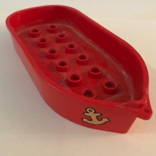 Lego Duplo Boat with 12 Studs and Anchor Print / Red