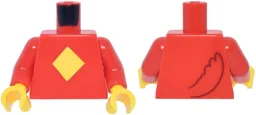 Torso Yellow Diamond and Dark Red Tail on Back Pattern / Red Arms / Yellow Hands / Red