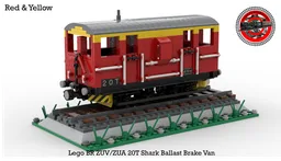 Lego BR ZUV/ZUA Shark Ballast Brake Van (1:48 Scale) (Red & Yellow)