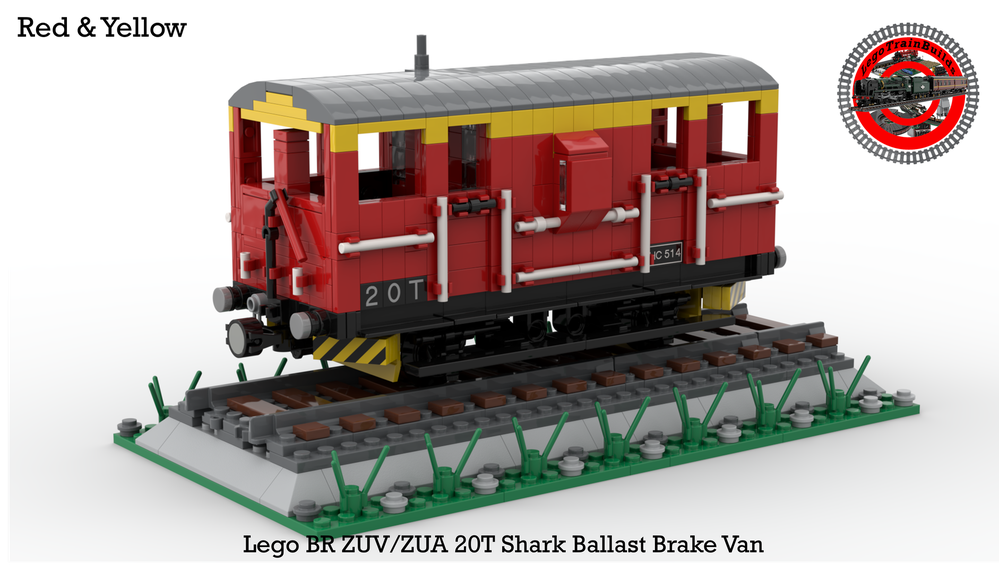 Lego BR ZUV/ZUA Shark Ballast Brake Van (1:48 Scale) (Red & Yellow)