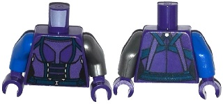 Lego Torso Female Purple Armor with Dark Blue Belt Pattern / Flat Silver Arm Left / Blue Arm Right / Dark Purple Hands