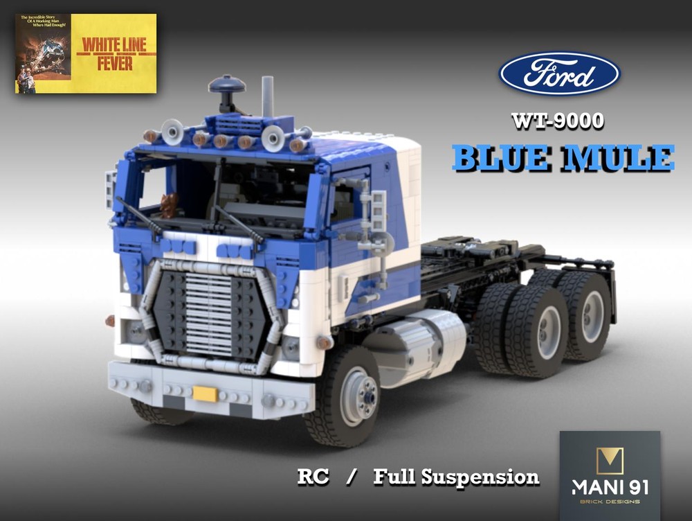 Lego FORD WT9000 1:17 Cabover Truck "Blue Mule" (White Line Fever Movie)