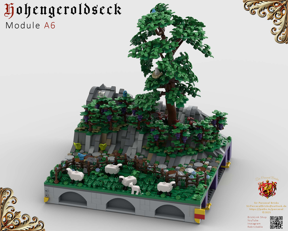 Lego A6 Castle Hohengeroldseck - Landscape, vines & sheep pasture (Castle Part 1)