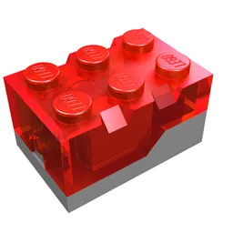 Light Brick 2 x 3 x 1 1/3 with Dark Bluish Gray Base [Red LED] / Trans-Red