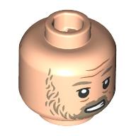 Lego Minifig Head Beach Luke, Dark Tan Eyebrows, Scruffy Bears, Snarl/Glasses with Trans-Orange Visor, Smile / Light Nougat