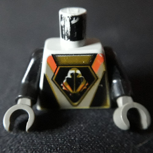 Lego Torso UFO Triangular Insignia Print, Black Arms, Dark Gray Hands / Light Gray