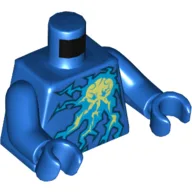 Torso Azure and Lime Lightning Energy Print, Blue Arms and Hands / Blue