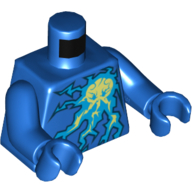 Lego Torso Azure and Lime Lightning Energy Print, Blue Arms and Hands / Blue