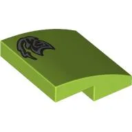 Brick Curved 2 x 2 x 2/3 with Silver Graffiti Print / Lime