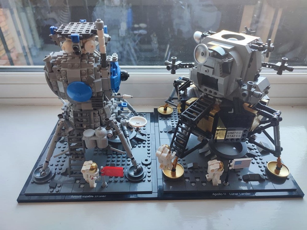 Lego Soviet LK lander and lunar surface