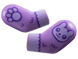 Arm, (Matching Left and Right) Pair with Dark Purple and Lavender Cuffs, Rabbit Head, and Paw Print Pattern / Medium Lavender