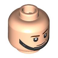 Lego Minifig Head AT-ST Pilot, Black Chin Strap, Dark Red Eyebrows / Light Nougat