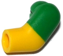 Lego Arm, Left with Molded Green Short Sleeve  Pattern / Yellow