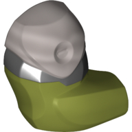 Lego Large Arm Modified, Right with Silver Shoulder Armour Print (Hulk) / Olive Green