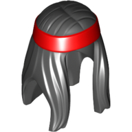 Lego Hair and Headband, Long, Red Headband Print / Black