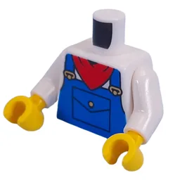 Torso, Blue Overall, Red Handkerchief Print, White Arms, Yellow Hands / White