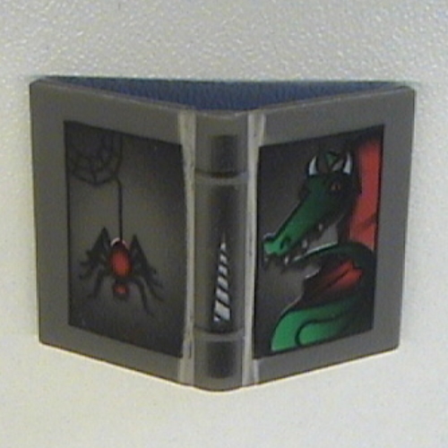 Lego Book 2 x 3 with Dragon and Spider Print / Dark Gray