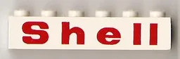 Brick 1 x 6 with 'Shell' Rounded 'e', Red Print