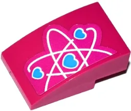 Slope, Curved 3 x 2 with Half Heart Electron Orbitals Pattern (Sticker) - Set 41116