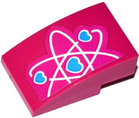 Lego Slope, Curved 3 x 2 with Half Heart Electron Orbitals Pattern (Sticker) - Set 41116