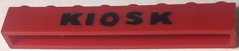 Lego Brick 1 x 8 without Bottom Tubes with Cross Side Supports with Black 'KIOSK' Sans-Serif Extra Bold Pattern