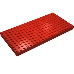 Brick 10 x 20 with Bottom Tubes in single row around edge, with '+' Cross Support / Red
