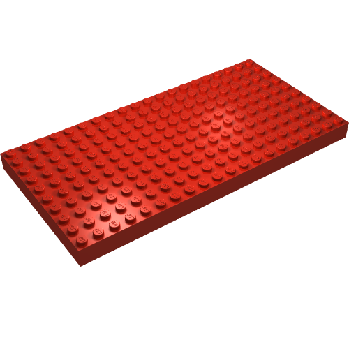 Lego Brick 10 x 20 with Bottom Tubes in single row around edge, with '+' Cross Support / Red
