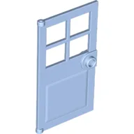 Door 1 x 4 x 6 with 4 Panes and Stud Handle / Bright Light Blue
