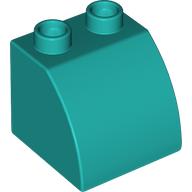 Lego Duplo Brick 2 x 2 x 1 1/2 with Curved Top / Dark Turquoise