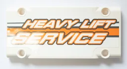 Technic, Panel Plate 5 x 11 x 1 with 'HEAVY LIFT SERVICE' and Dark Bluish Gray and Orange Stripes Pattern Model Left Side (Sticker) - Set 42052