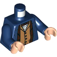 Torso, Coat, Open Over Reddish Brown Jacket and Medium Nougat Vest, with Bow Tie Print, Dark Blue Arms, Light Nougat Hands / Dark Blue