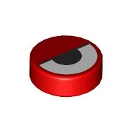 Tile Round 1 x 1 with Half-Closed Eye Print / Red