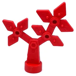 Duplo Flower, Faux Metal Bolts and Rivets Design, 8 Petals / Red