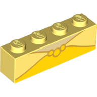 Lego Brick 1 x 4 with Belle Dress print / Bright Light Yellow