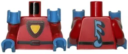 Torso Yellow and Dark Red Triangular Shield with Black Outline, Belt, Medium Blue Spine Fins on Back Pattern / Red Double Arms with Shields Pattern / Medium Blue Hands